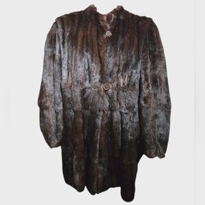 Allen Montreal Elegant Brown Fur Coat Size Medium